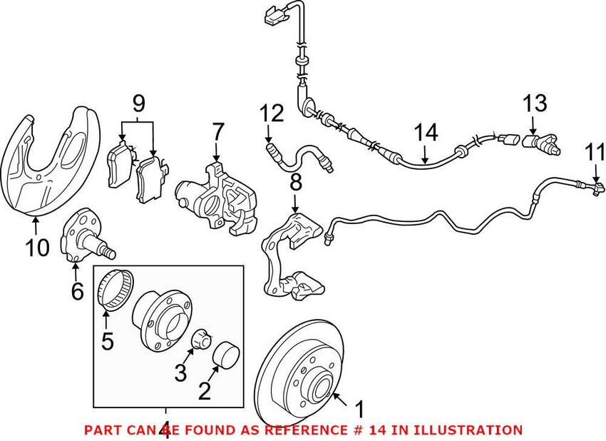 VW ABS Sensor Harness - Rear Driver Side 1C0927904